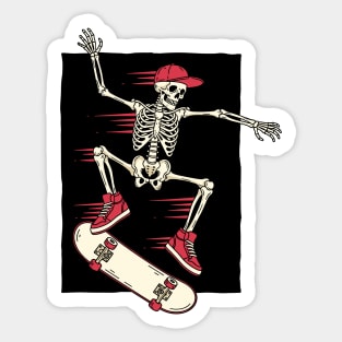Rad Skeleton Skateboarder Shredding Sticker